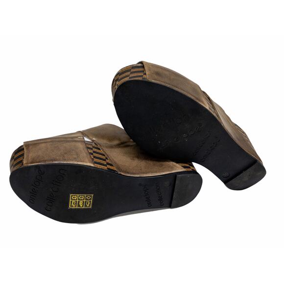 Antelope 869 Wide Banded Platform Mules 5 Women's Tan Brown - Picture 6 of 10